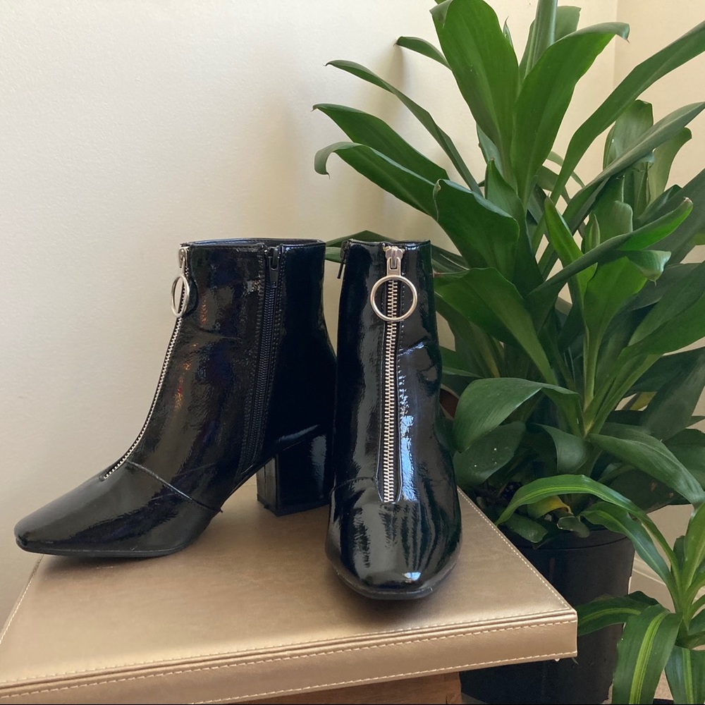 Faux Leather Ankle Booties